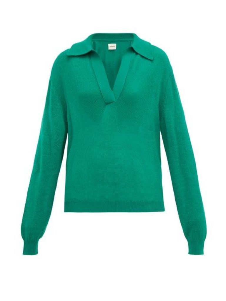 Khaite - Jo Collared Cashmere-blend Sweater - Womens - Green