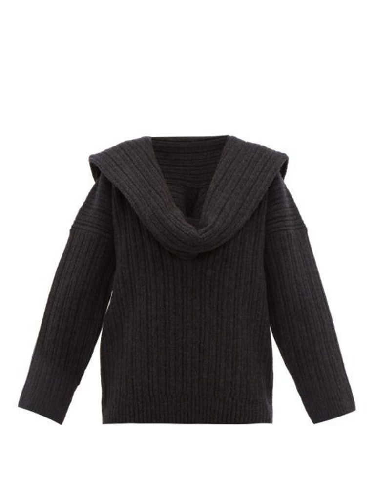 Jacquemus - Ahwa Draped Scarf-neckline Wool-blend Sweater - Womens - Dark Grey