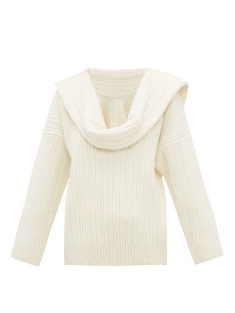 Jacquemus - Draped-sleeve Virgin Wool-blend Sweater - Womens - Ivory