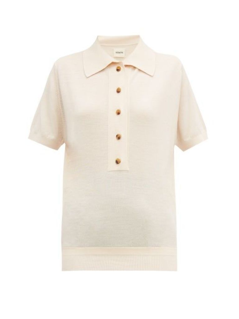 Khaite - Enzo Button-down Wool-blend Polo Shirt - Womens - Cream