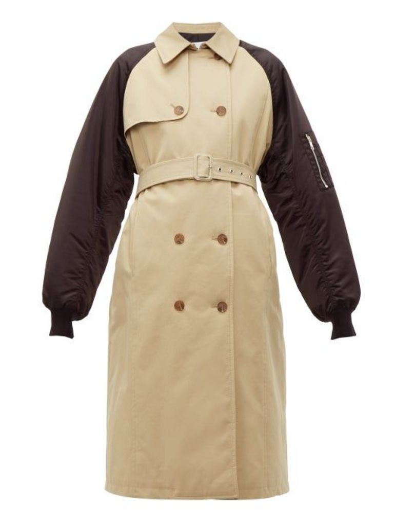 MSGM - Techincal-sleeve Cotton-gabardine Trench Coat - Womens - Beige