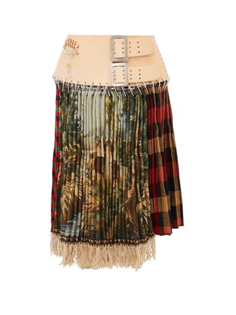 Chopova Lowena - Tartan Recycled-tapestry Skirt - Womens - Green Multi