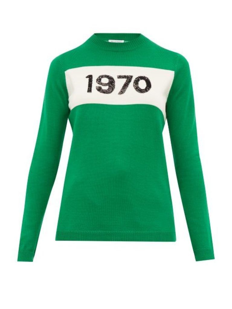Bella Freud - Sequinned 1970 Merino Wool Sweater - Womens - Green Multi