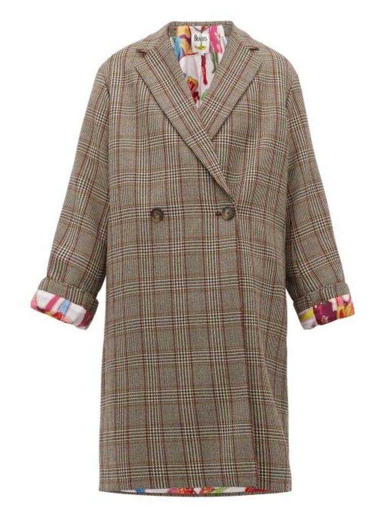 Stella Mccartney - Double-breasted Prince Of Wales-check Wool Coat - Womens - Grey Multi