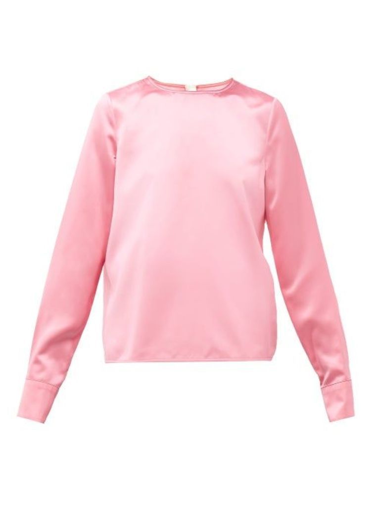 Marni - Topstitched Hem Satin Blouse - Womens - Pink