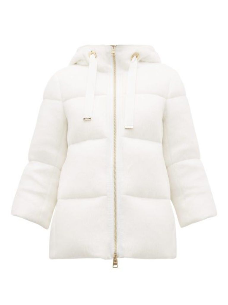 Herno - Brushed-knit Down-filled Hooded Coat - Womens - Ivory