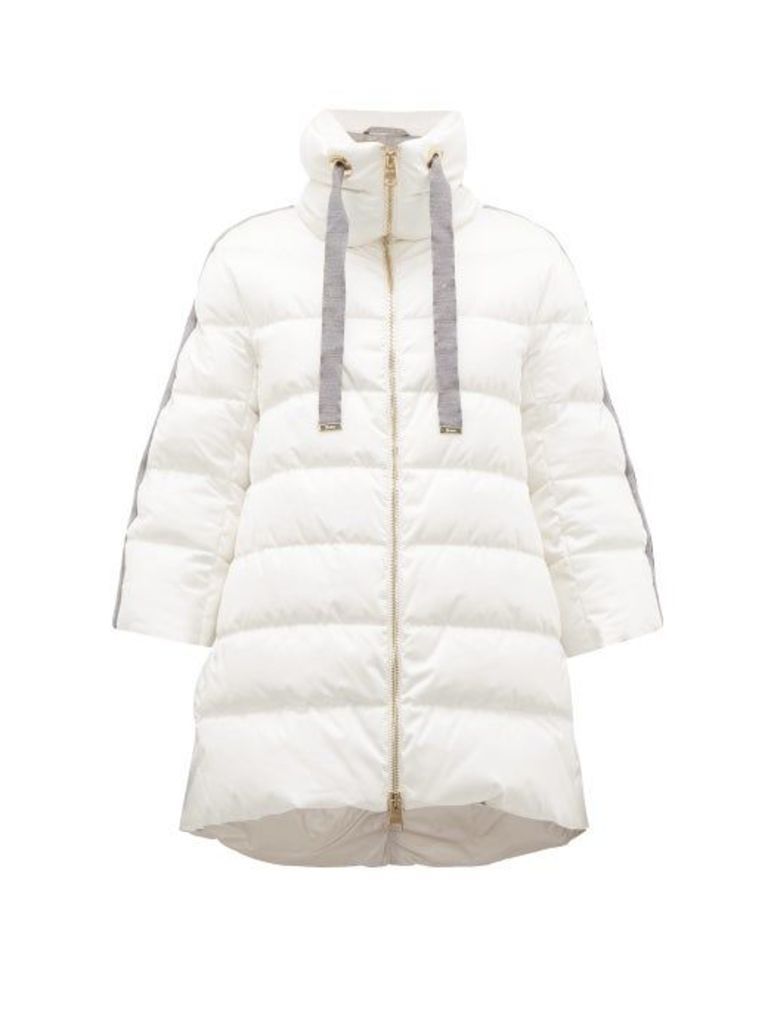 Herno - Contrast-panel Quilted Down Coat - Womens - Ivory Multi
