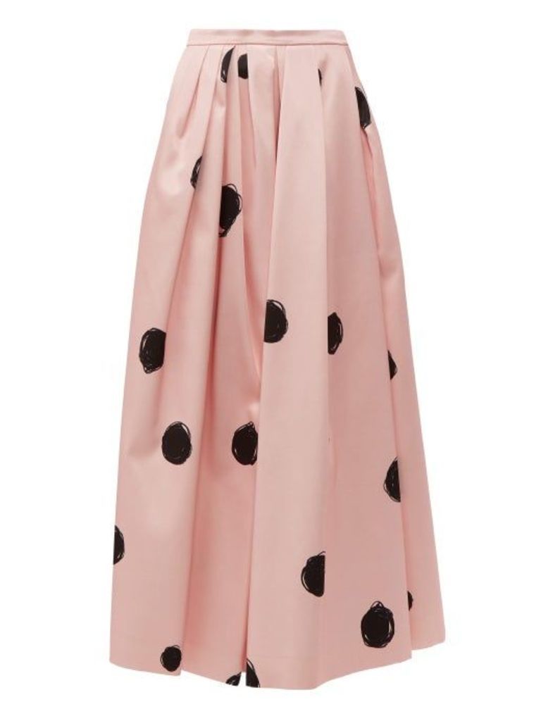 Christopher Kane - Dot-print Cotton-blend Satin Midi Skirt - Womens - Pink