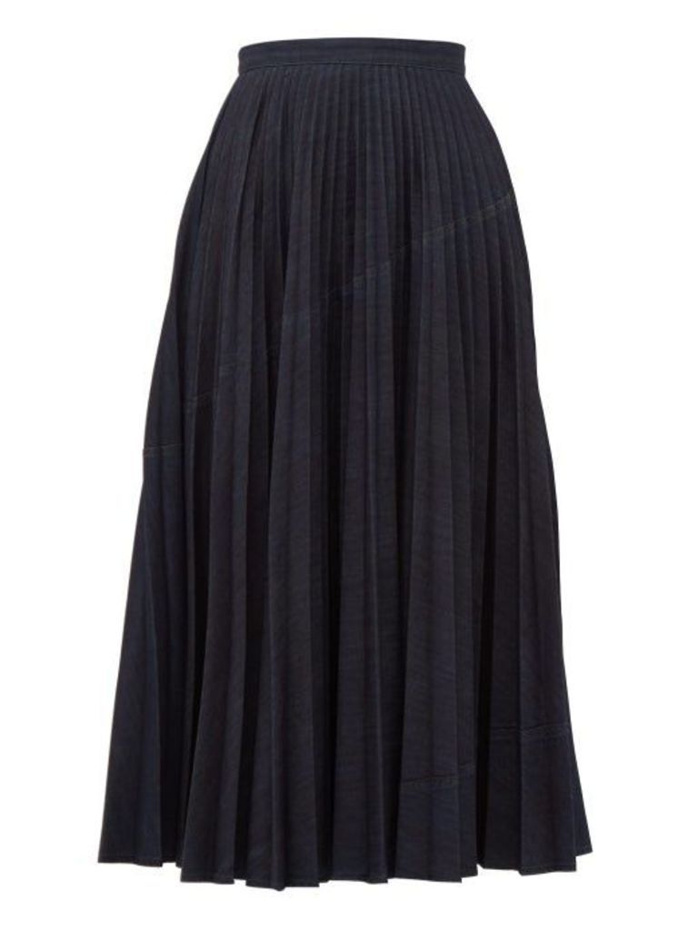 Valentino - Pleated Denim Skirt - Womens - Denim