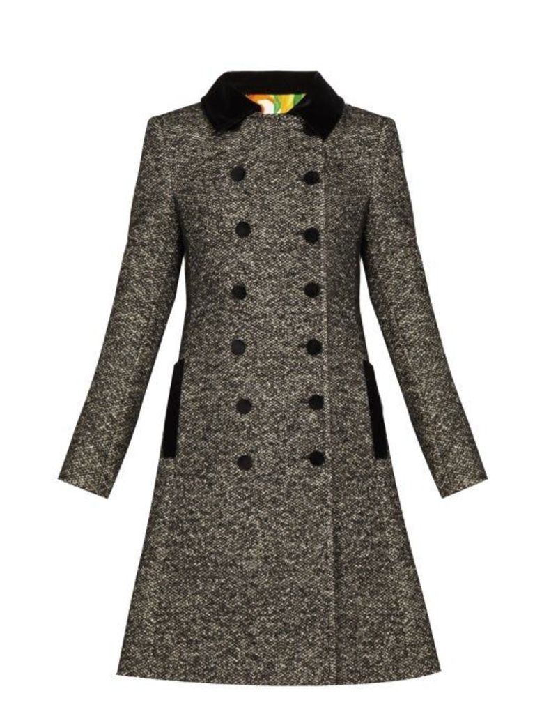Dolce & Gabbana - Double-breasted Bouclé-tweed Coat - Womens - Grey Multi