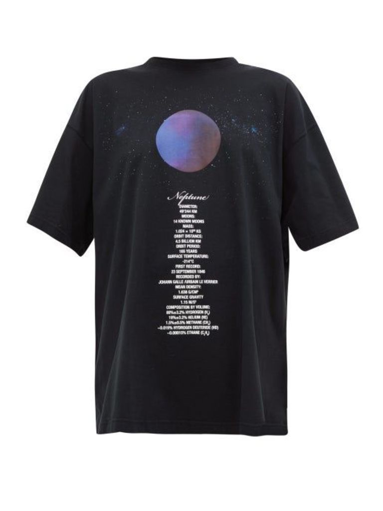 Vetements - Neptune Print Oversized Cotton T Shirt - Womens - Black Multi