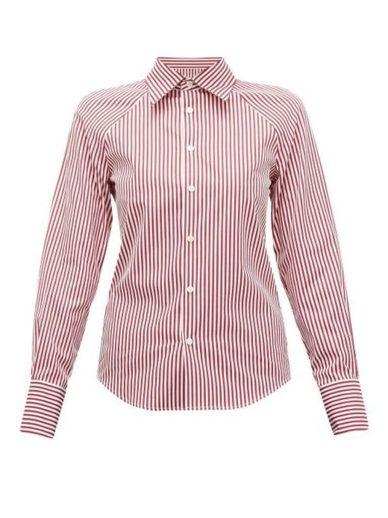 Maison Margiela - Cut-out Striped Cotton-poplin Shirt - Womens - Burgundy Multi