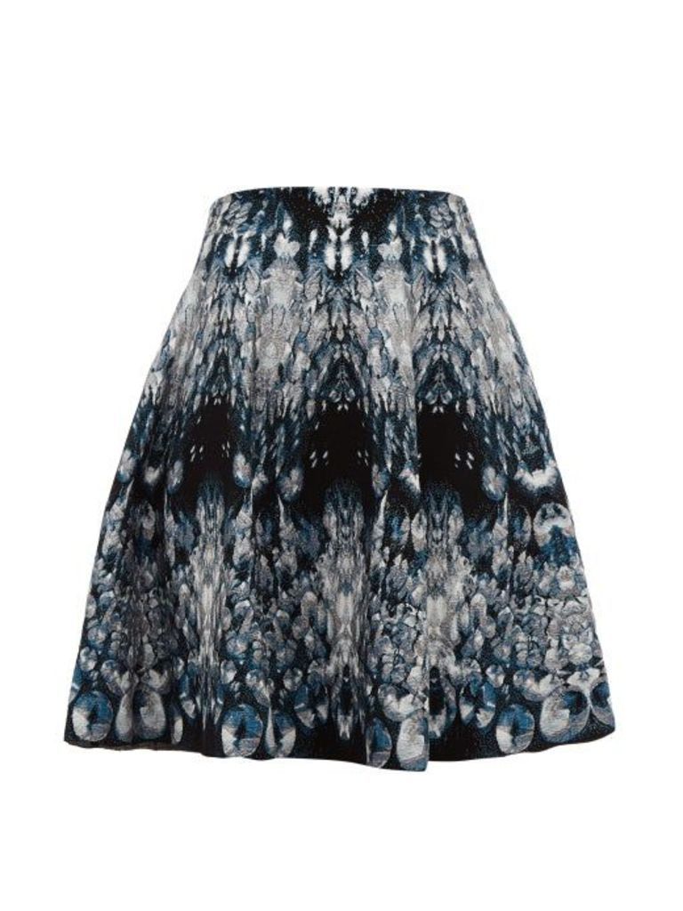 Alexander Mcqueen - Crystal-jacquard Mini Skirt - Womens - Blue Multi