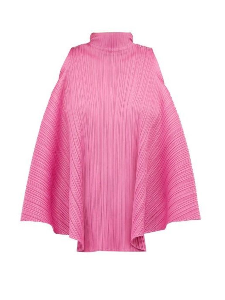 Pleats Please Issey Miyake - High-neck Ribbon-tie Top - Womens - Pink