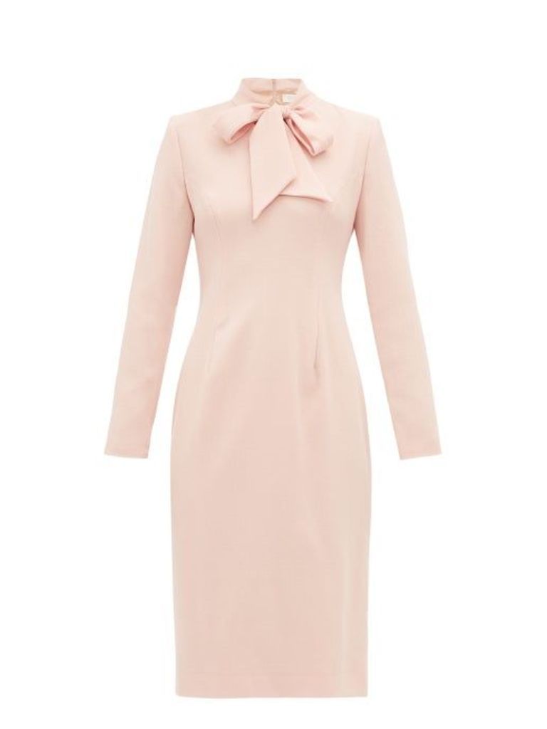 Goat - Isabelle Pussy-bow Wool-crepe Dress - Womens - Light Pink