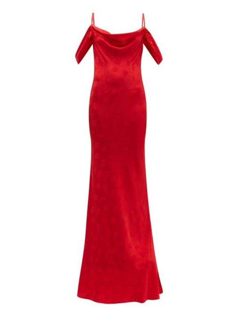 Rat & Boa - Florentina Cowl-neck Floral-jacquard Maxi Dress - Womens - Red