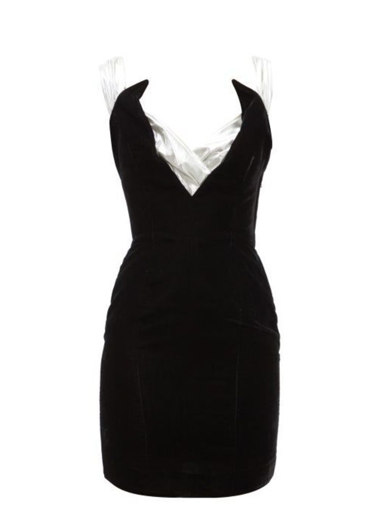 William Vintage - Thierry Mugler Velvet And Lamé Mini Dress - Womens - Black White
