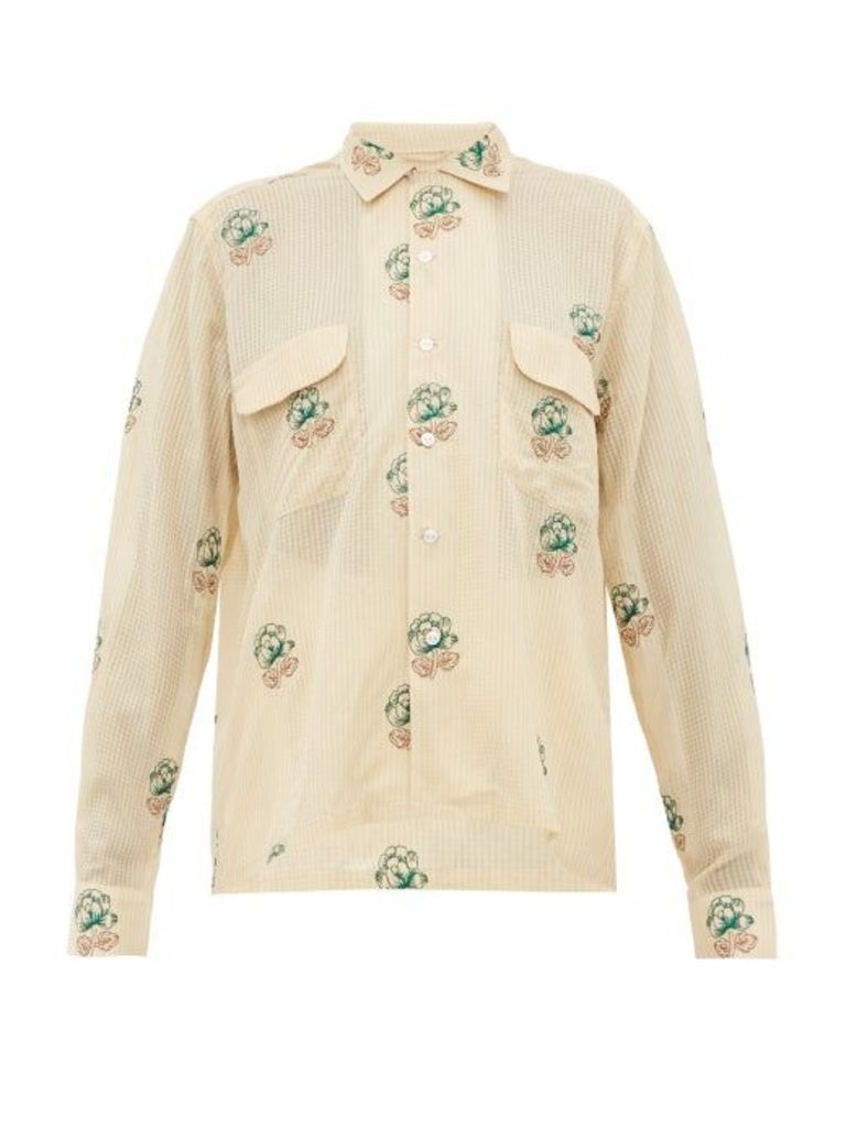 Bode - Floral-embroidered Cotton-blend Shirt - Womens - Ivory