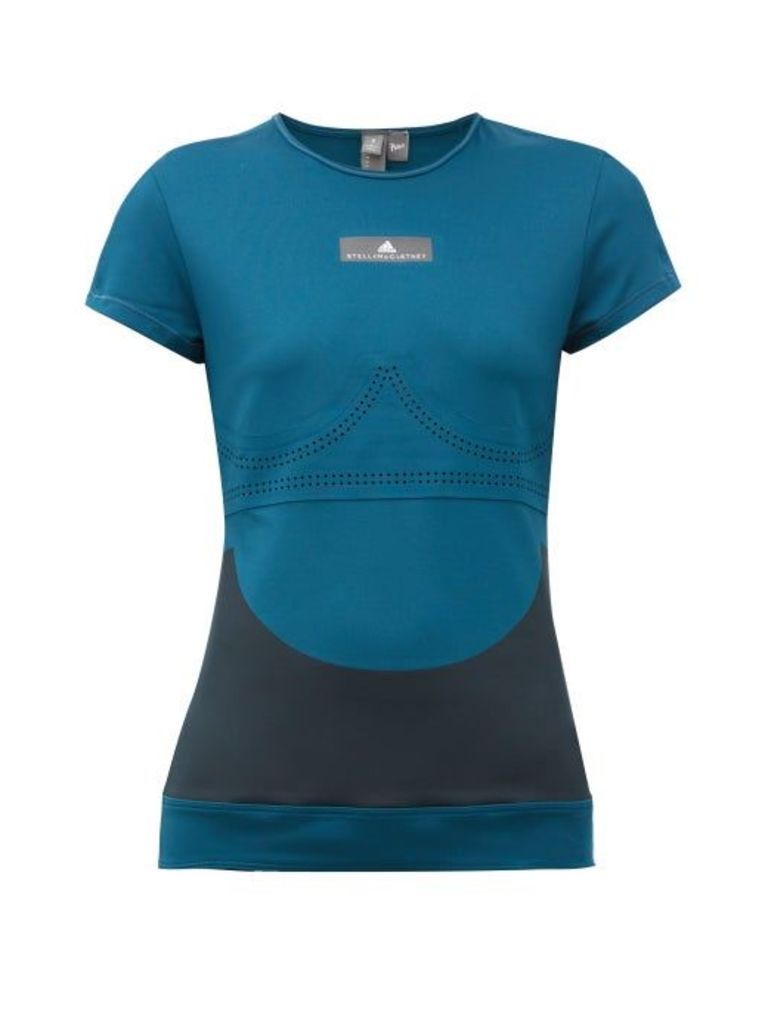 Adidas By Stella Mccartney - Fitsense+ Mesh Performance T-shirt - Womens - Blue