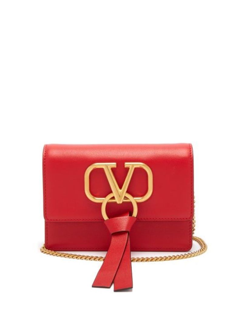 Valentino - V-ring Mini Leather Cross-body Bag - Womens - Red