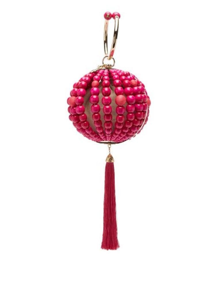 Rosantica - Billie Beaded Tassel-drop Clutch Bag - Womens - Pink Multi