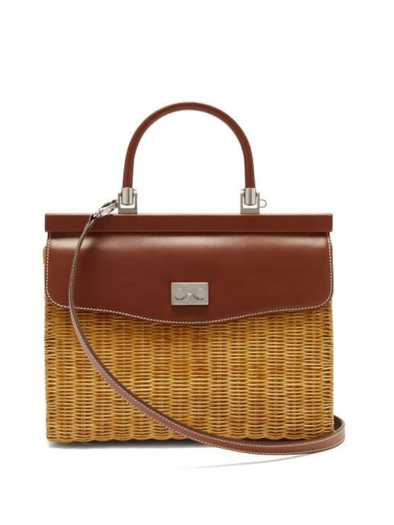 Rodo - Wicker & Leather Box Bag - Womens - Brown