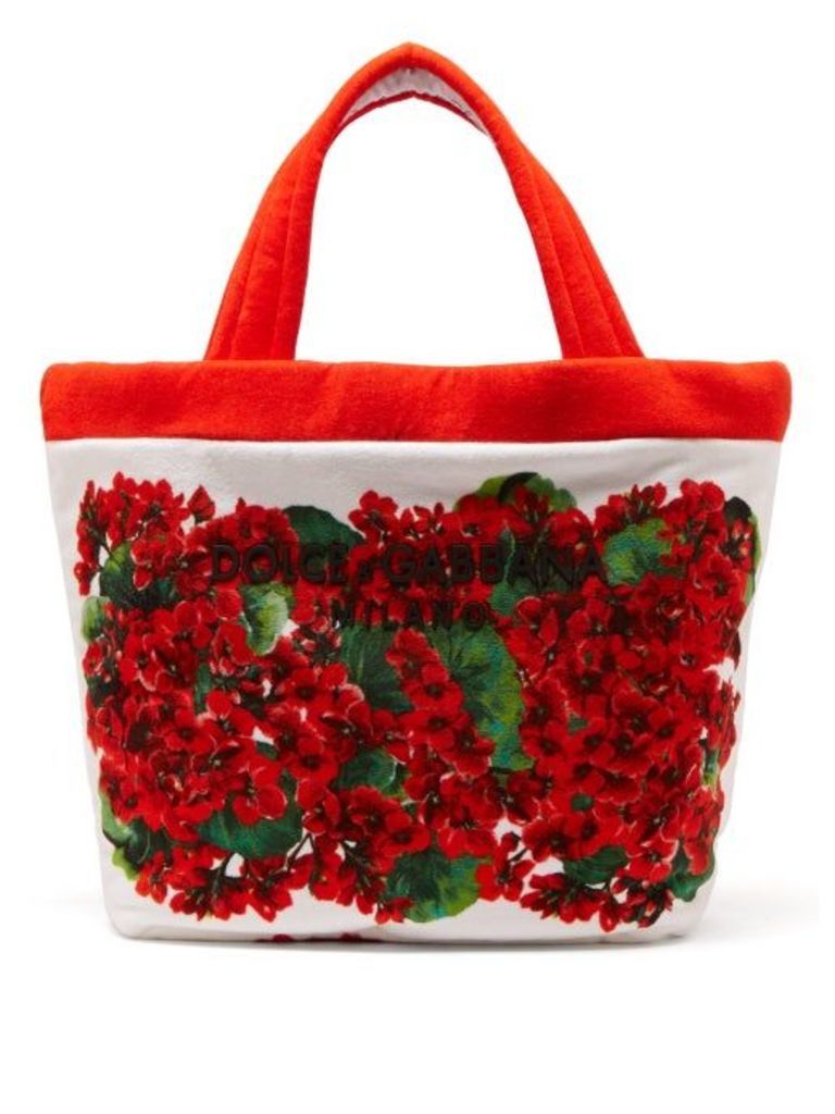 Dolce & Gabbana - Geranium-print Towelling Tote - Womens - Red Multi