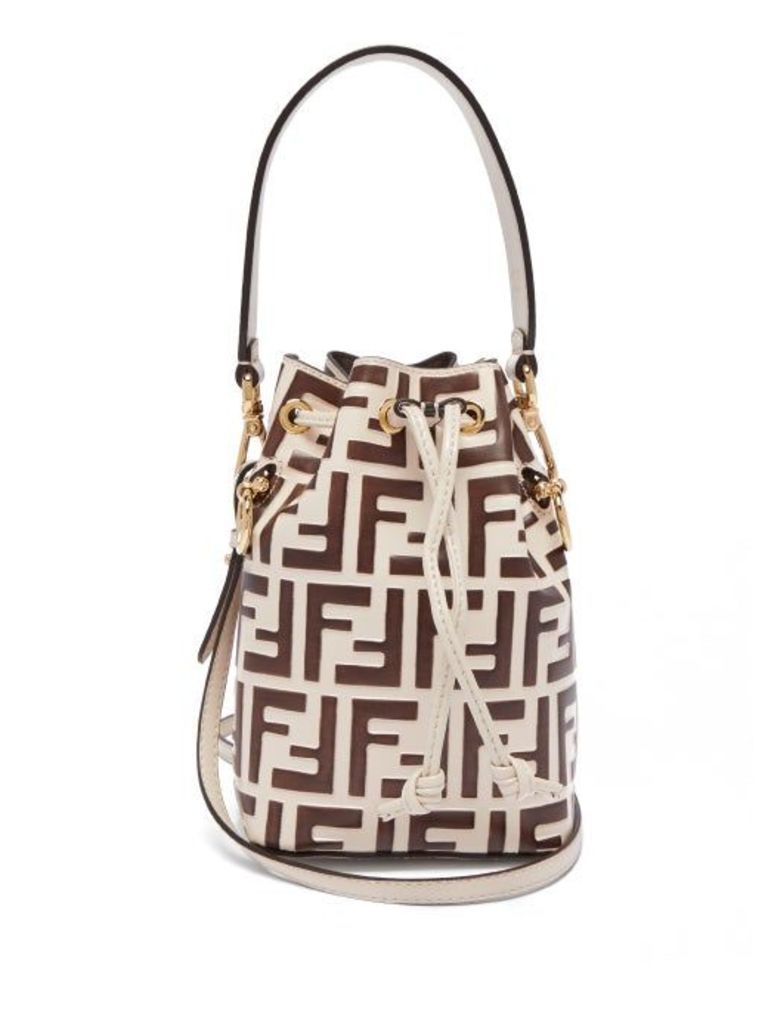 Fendi - Mon Tresor Mini Ff Embossed Leather Bucket Bag - Womens - Cream Multi