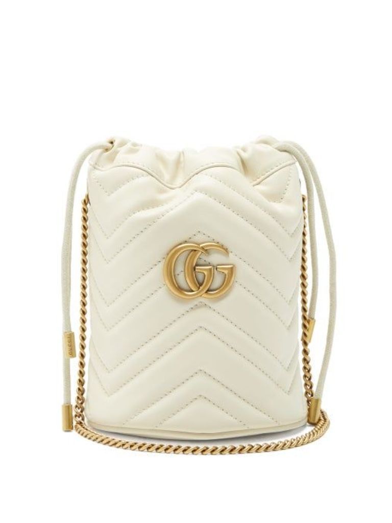 Gucci - Gg Marmont Leather Bucket Bag - Womens - White