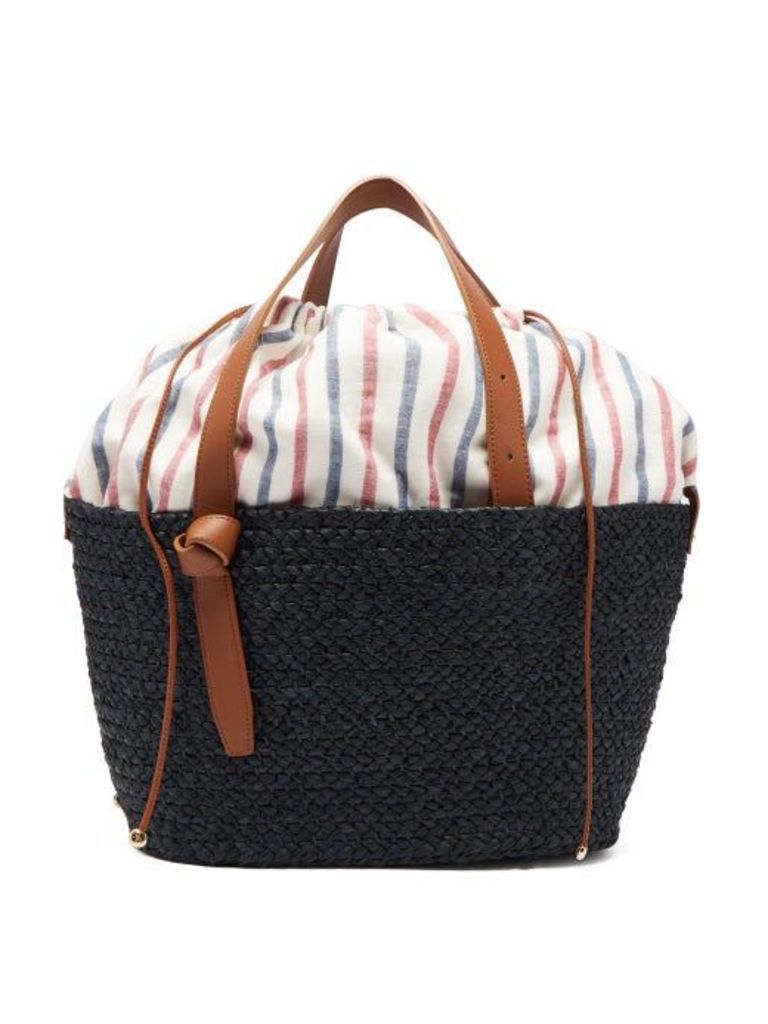 Cesta Collective - Small Woven-raffia Basket Bag - Womens - Navy Multi