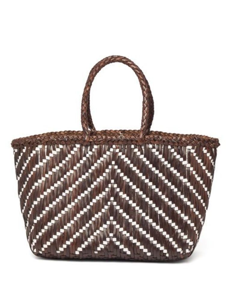 Dragon Diffusion - Kumari Zigzag Woven-leather Basket Bag - Womens - Brown Multi