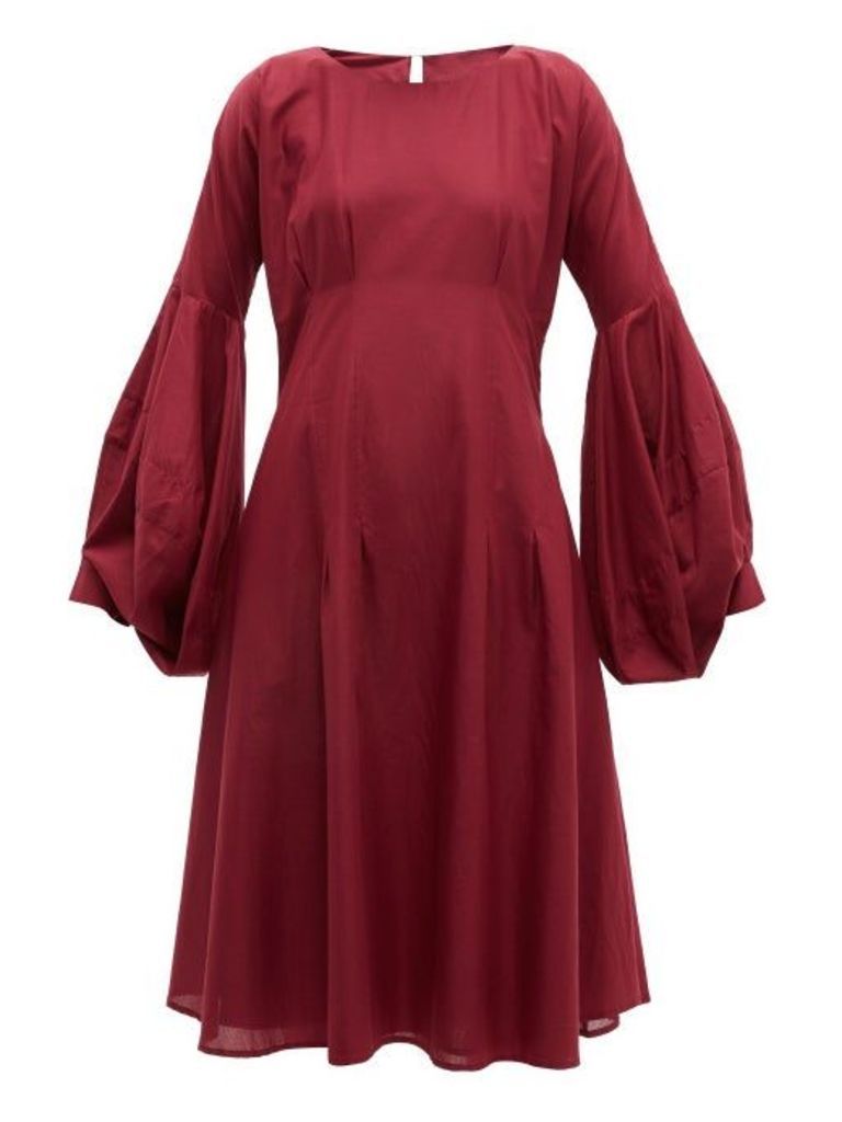 Merlette - Darted Cotton Dress - Womens - Burgundy