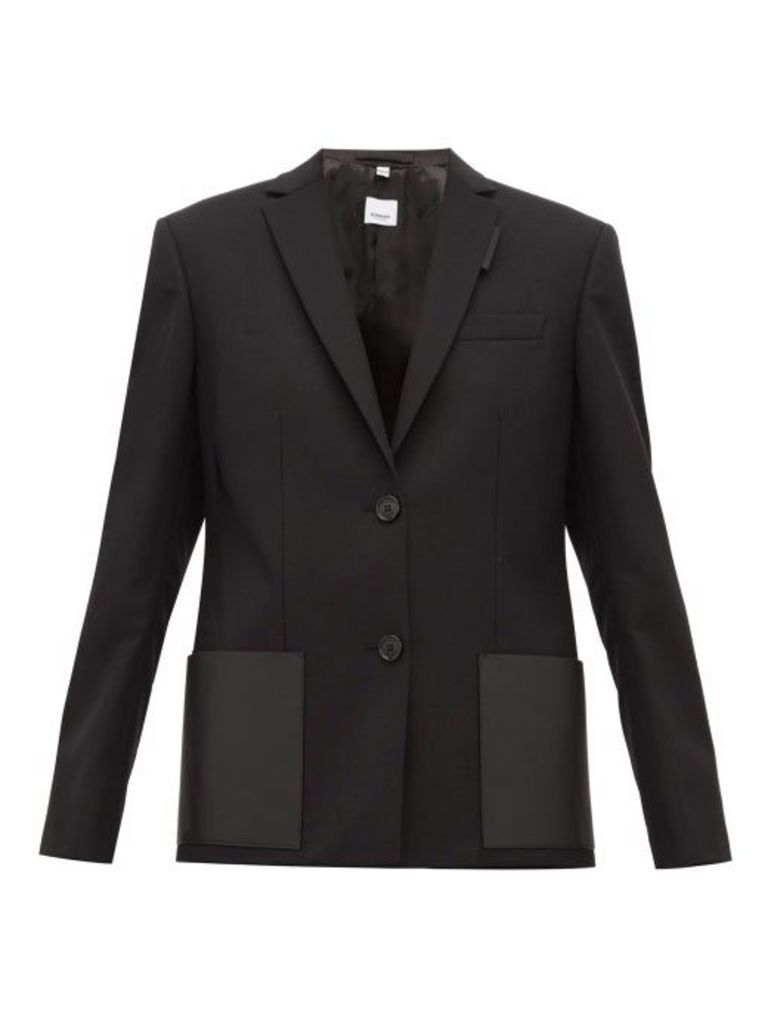 Burberry - Narbeth Leather-trimmed Wool Blazer - Womens - Black
