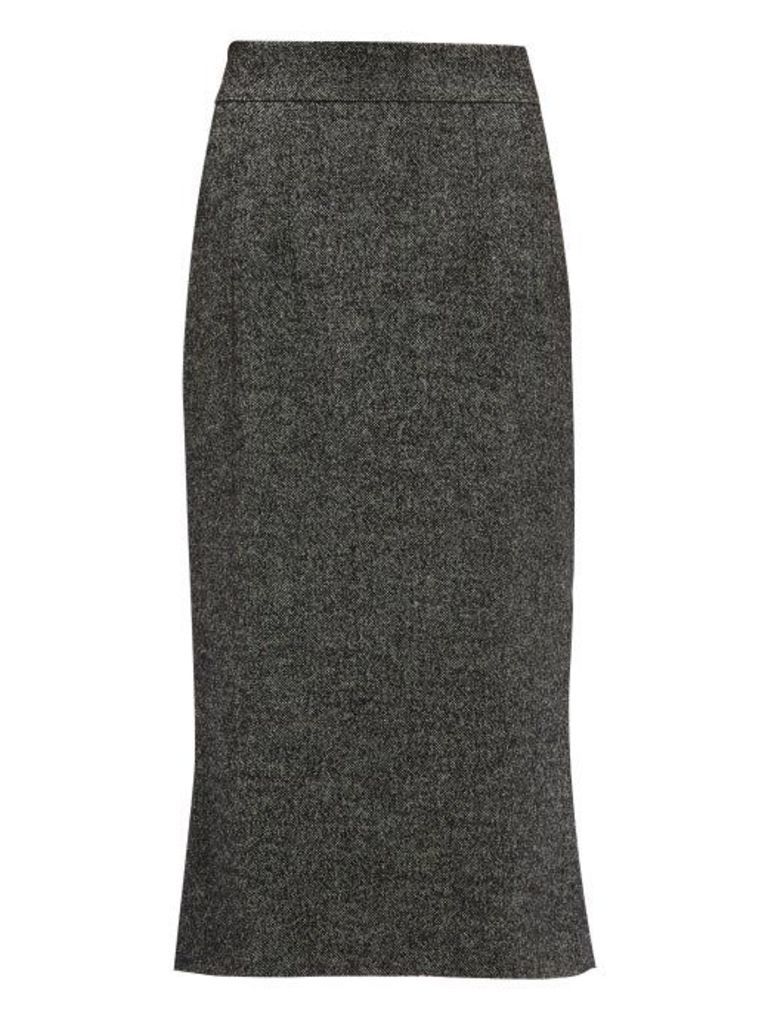 Dolce & Gabbana - Fluted Wool-blend Tweed Skirt - Womens - Grey