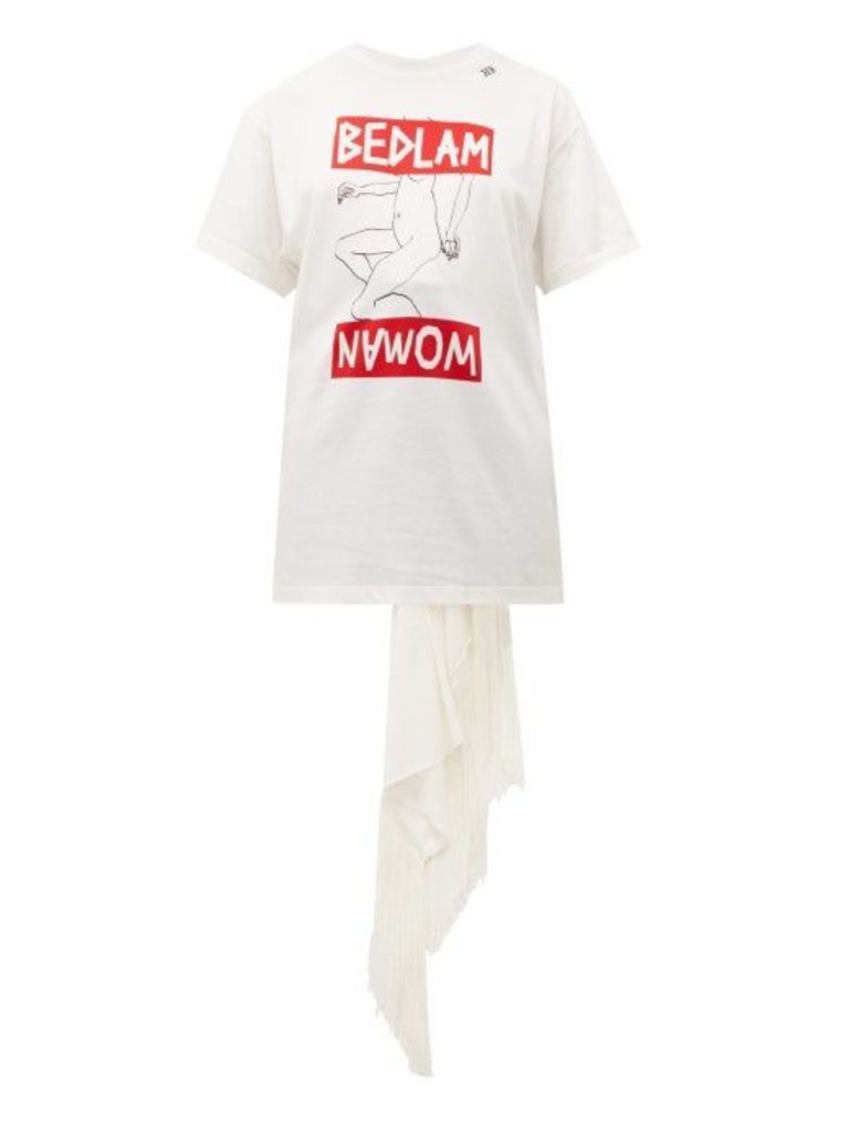 Hillier Bartley - Bedlam Woman Scarf-back Cotton T-shirt - Womens - White Multi
