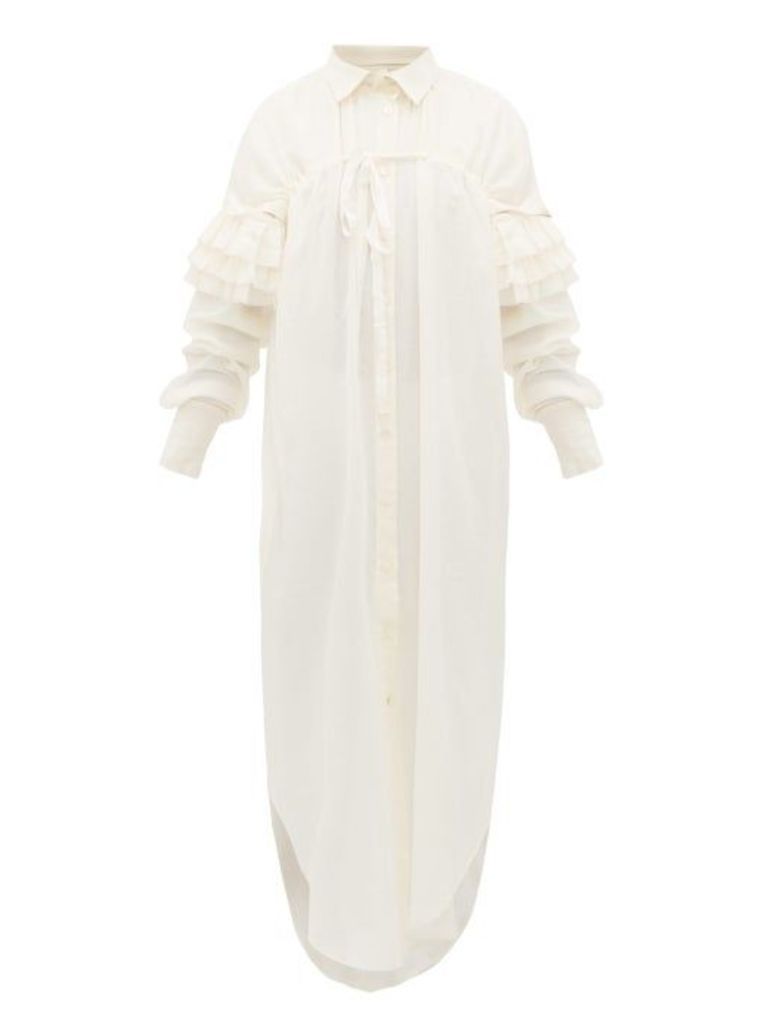 Ann Demeulemeester - Ruffled Cotton-blend Gauze Shirtdress - Womens - Cream