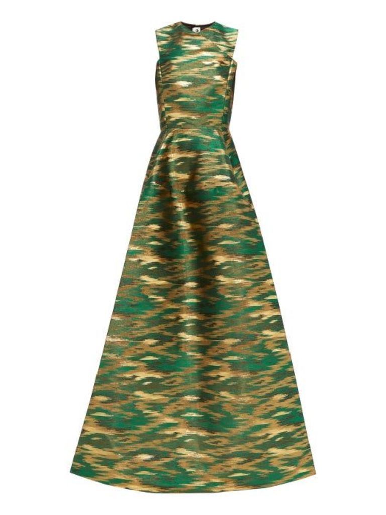 Maison Rabih Kayrouz - A-line Ikat-brocade Gown - Womens - Green Multi