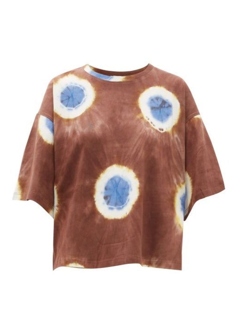 Sea - Tie-dye Cropped Cotton-jersey T-shirt - Womens - Brown Multi