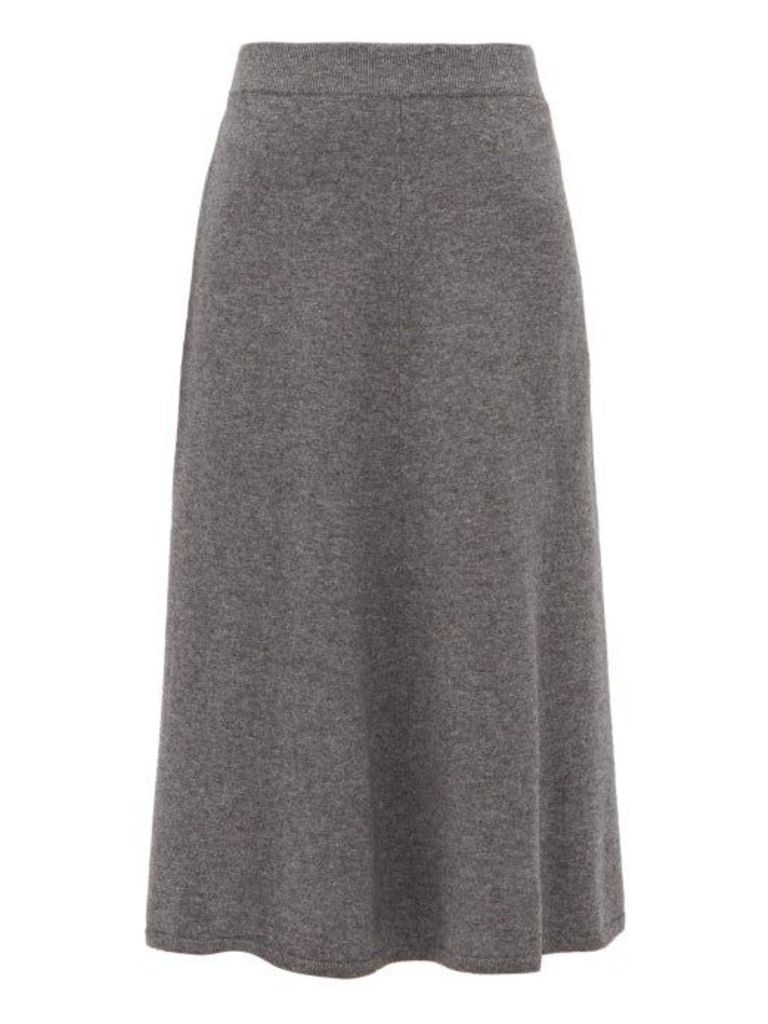 Joseph - Wool-blend Fluted Midi Skirt - Womens - Dark Grey