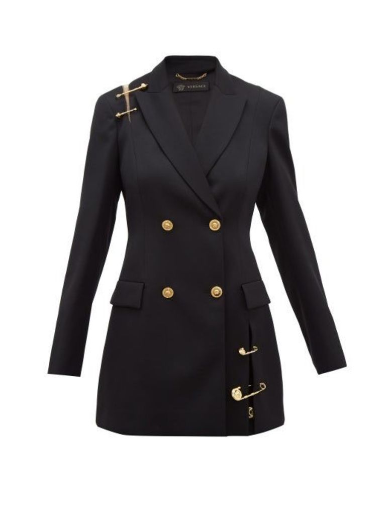 Versace - Safety Pin-embellished Wool Blazer - Womens - Black