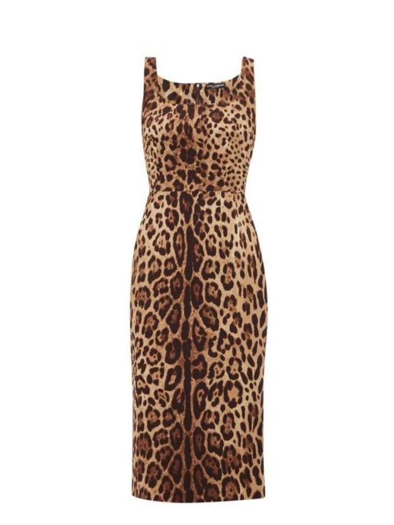 Dolce & Gabbana - Leopard-print Silk-blend Crepe Midi Dress - Womens - Leopard