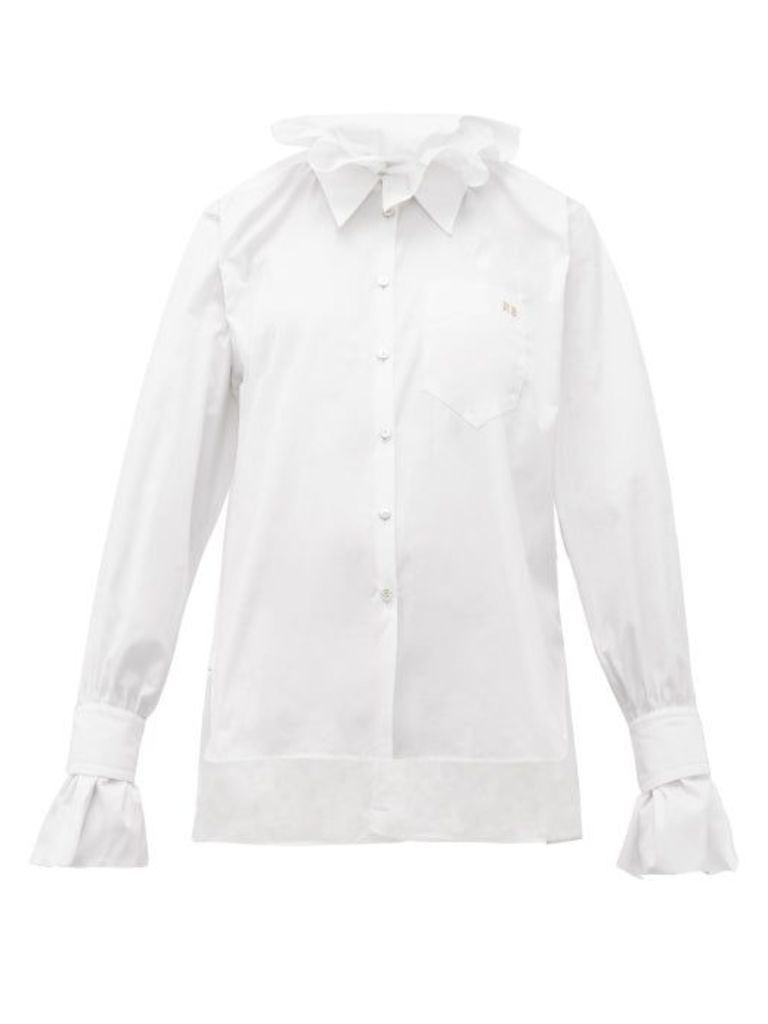Hillier Bartley - Ruffled-collar Cotton-poplin Shirt - Womens - White