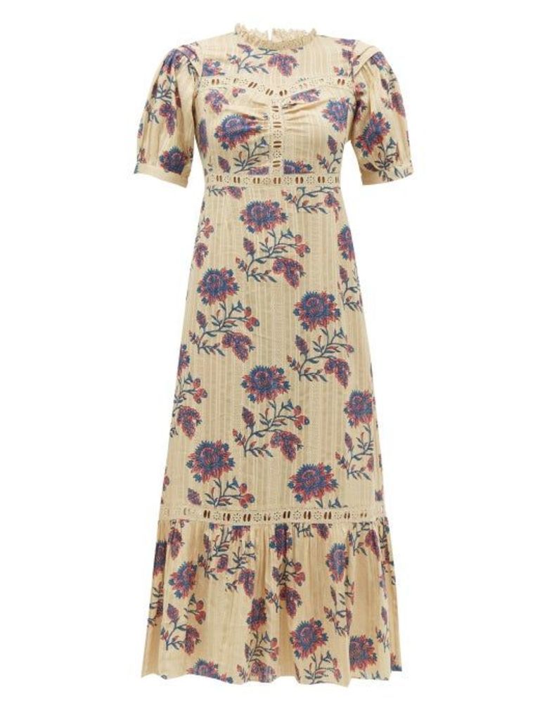 Sea - Odette Floral-print Cotton Midi Dress - Womens - Ivory Multi