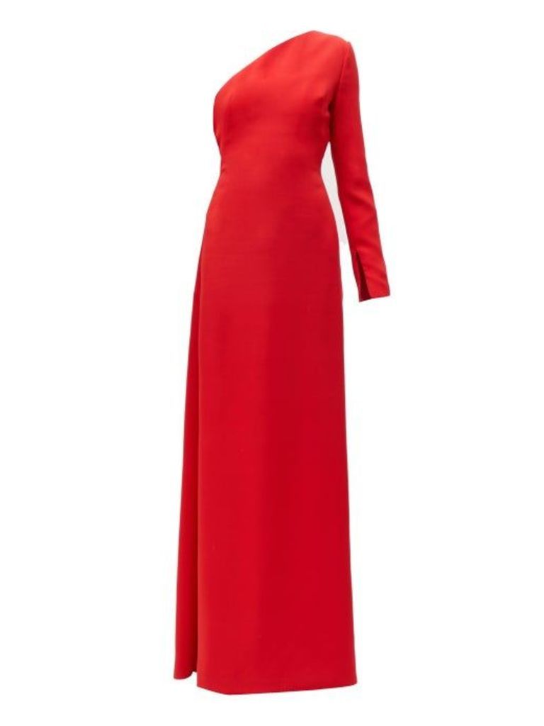 Carolina Herrera - One-shoulder Asymmetric Silk-twill Gown - Womens - Red