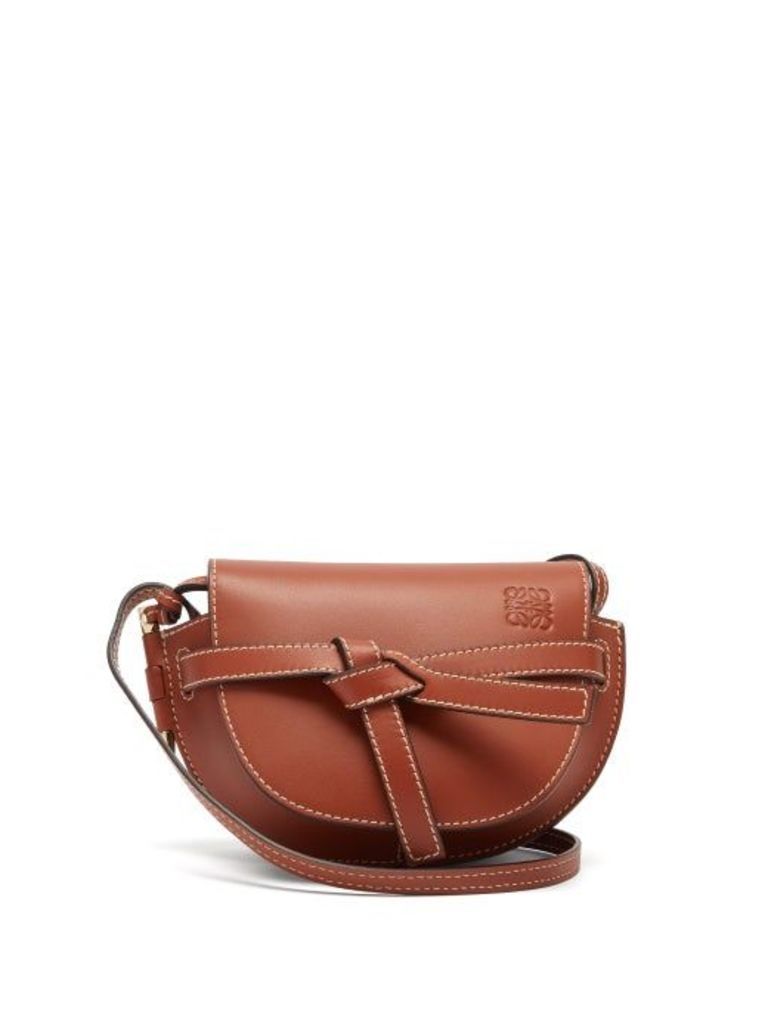 Loewe - Gate Mini Leather Cross Body Bag - Womens - Brown