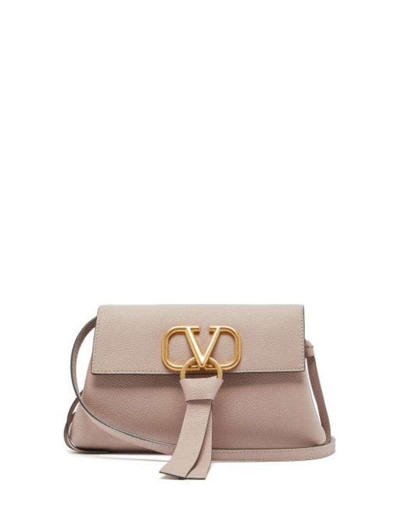 Valentino - V Ring Small Grained Leather Cross Body Bag - Womens - Nude