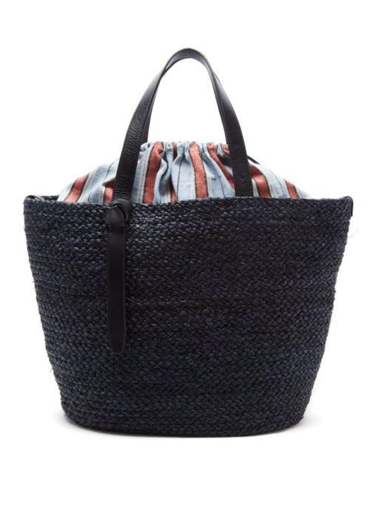 Cesta Collective - Large Woven Sisal And Striped Cotton Basket Bag - Womens - Navy Multi