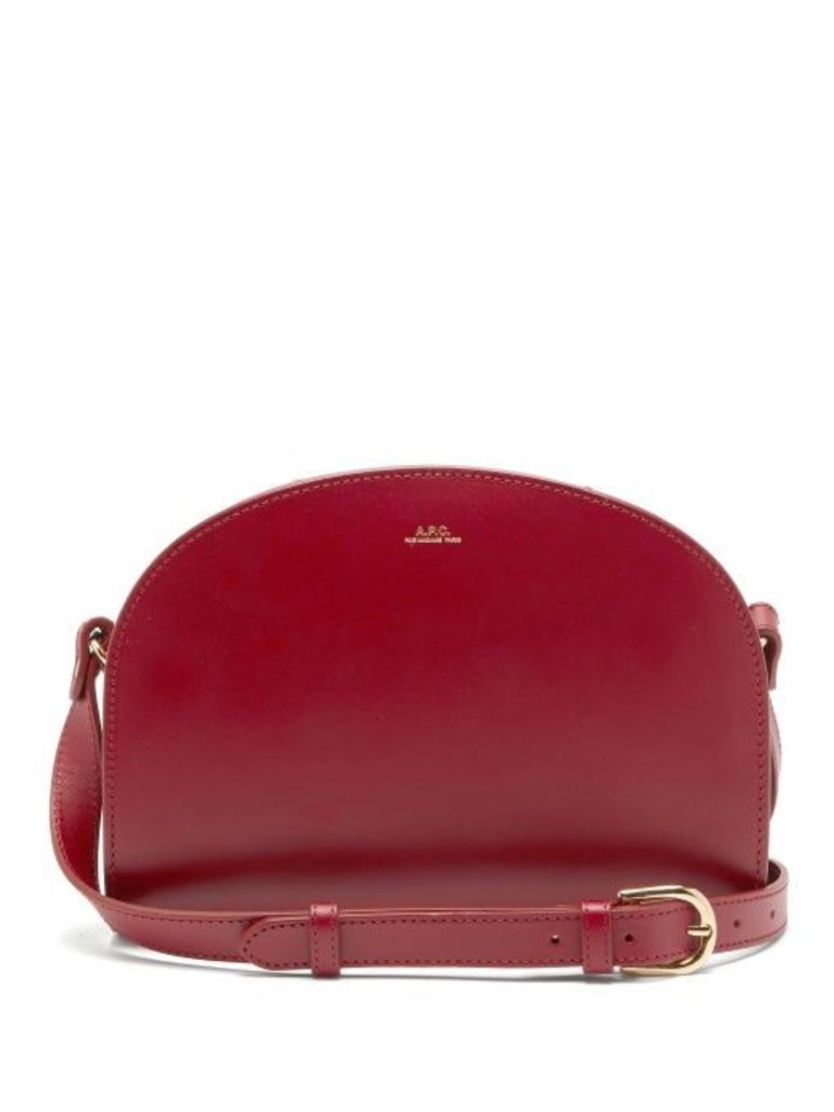 A.p.c. - Half-moon Smooth-leather Cross-body Bag - Womens - Red
