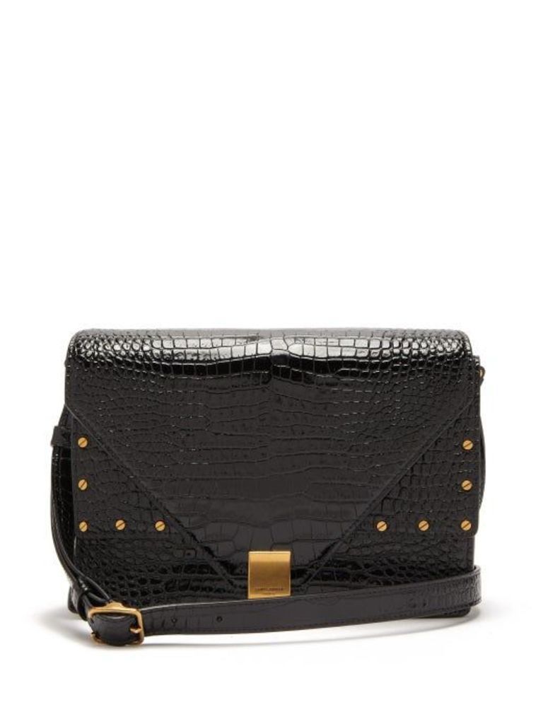 Saint Laurent - Margaux Crocodile-effect Leather Shoulder Bag - Womens - Black