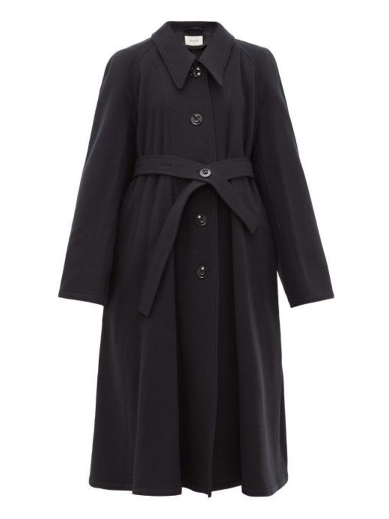Lemaire - Belted Wool-canvas Coat - Womens - Navy